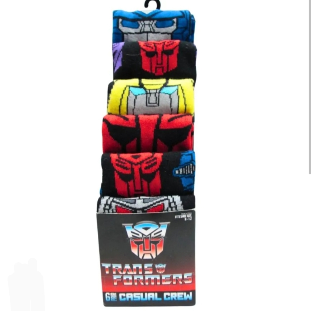 Transformers 6-pack of crew socks Size 8-12 Official Merchandise 2024 New!